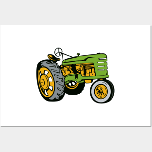 Vintage Farm Tractor Side View retro Posters and Art